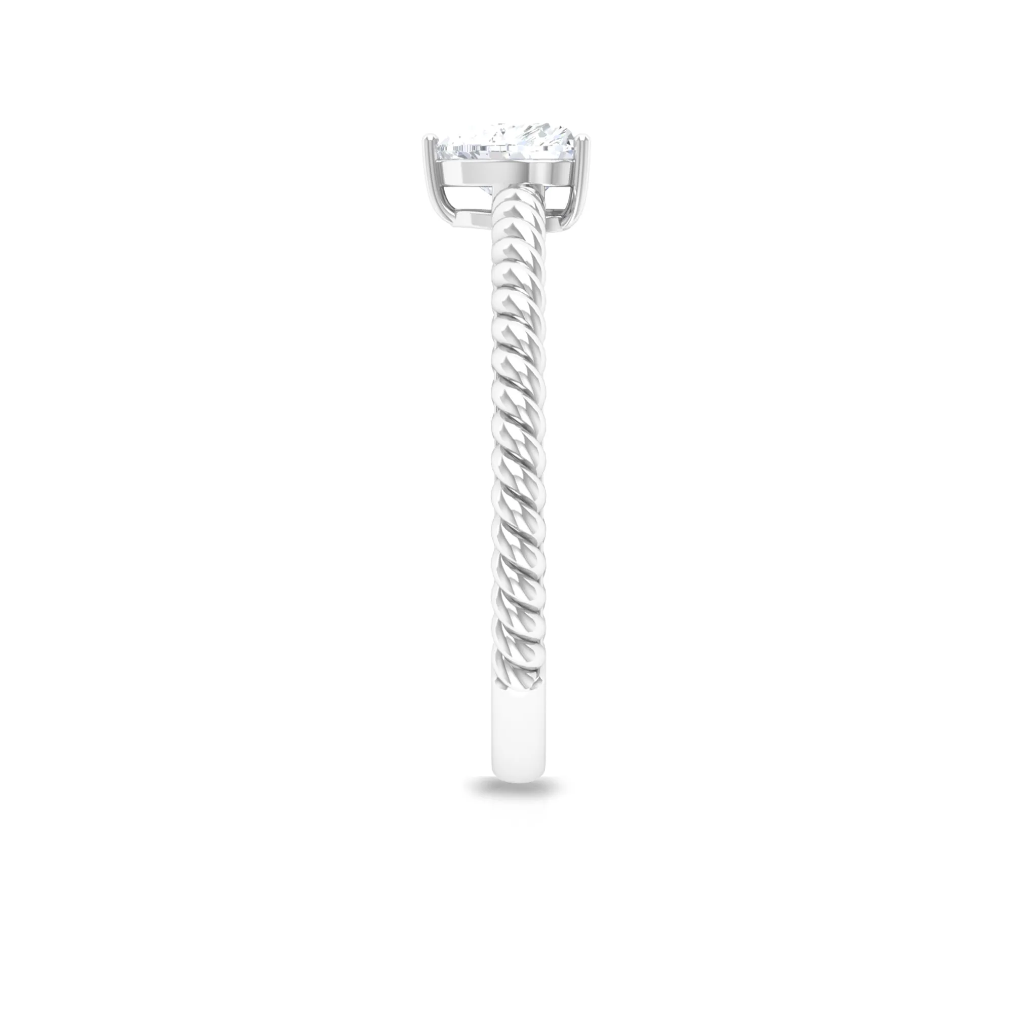 Heart Shape Lab Grown Diamond Solitaire Ring in Rope Shank