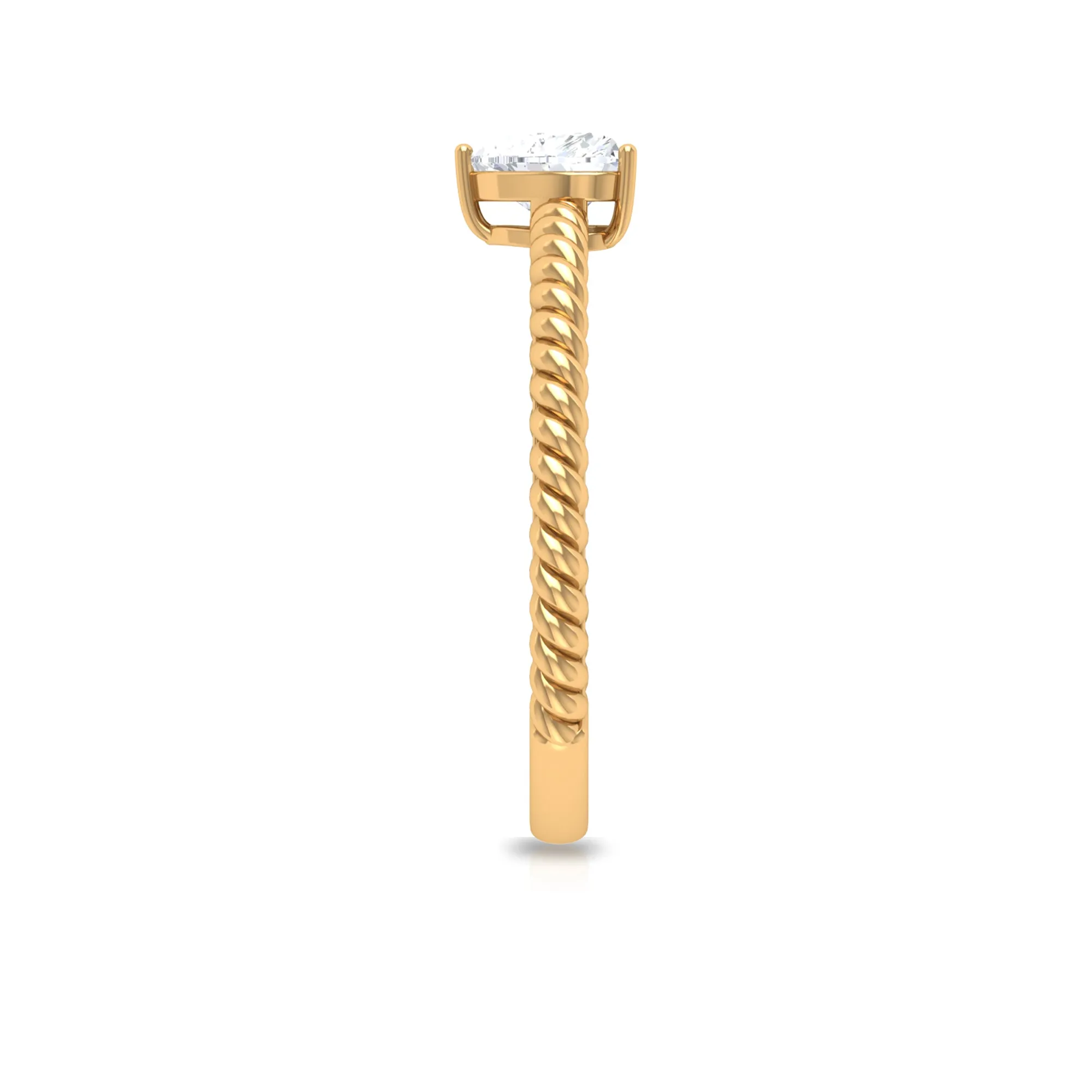 Heart Shape Lab Grown Diamond Solitaire Ring in Rope Shank