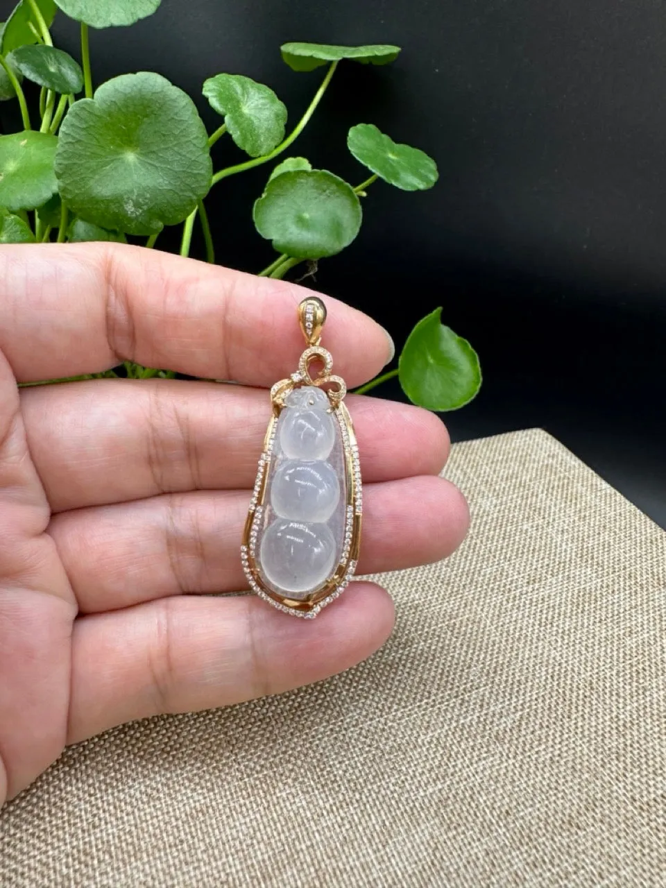 High end Genuine Burmese Ice Jadeite Pendant with 18k Rose Gold Bail