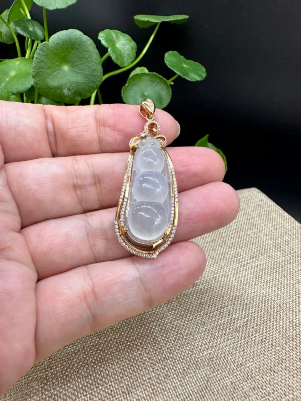 High end Genuine Burmese Ice Jadeite Pendant with 18k Rose Gold Bail