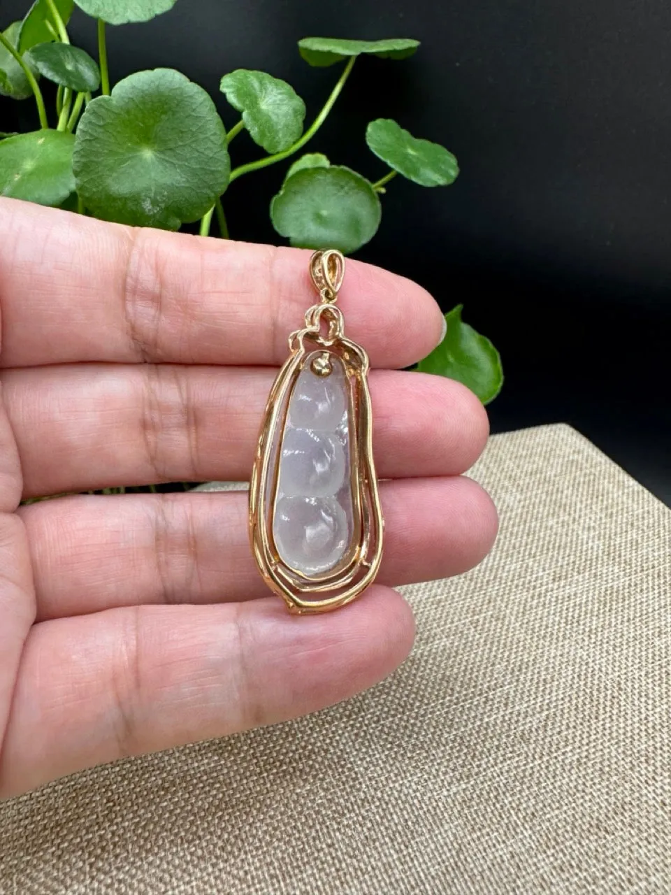 High end Genuine Burmese Ice Jadeite Pendant with 18k Rose Gold Bail
