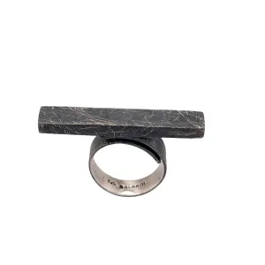 Hollow Bar Fine Sterling Silver Adjustable Ring