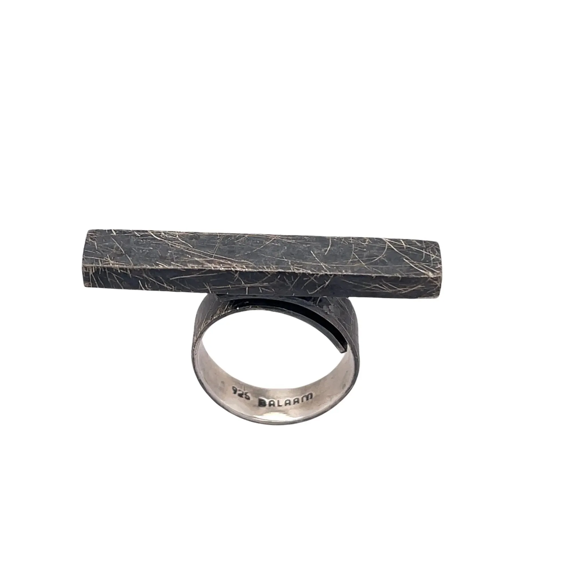Hollow Bar Fine Sterling Silver Adjustable Ring