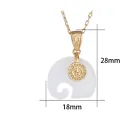 Jade Elephant Pendant Necklace Charm 18K Gold Plated Chain Retro Dainty Gemstone
