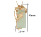 Jade Pendant Necklace Charm 18K Gold Plated Chain Phoenix Bird Dainty Gemstone