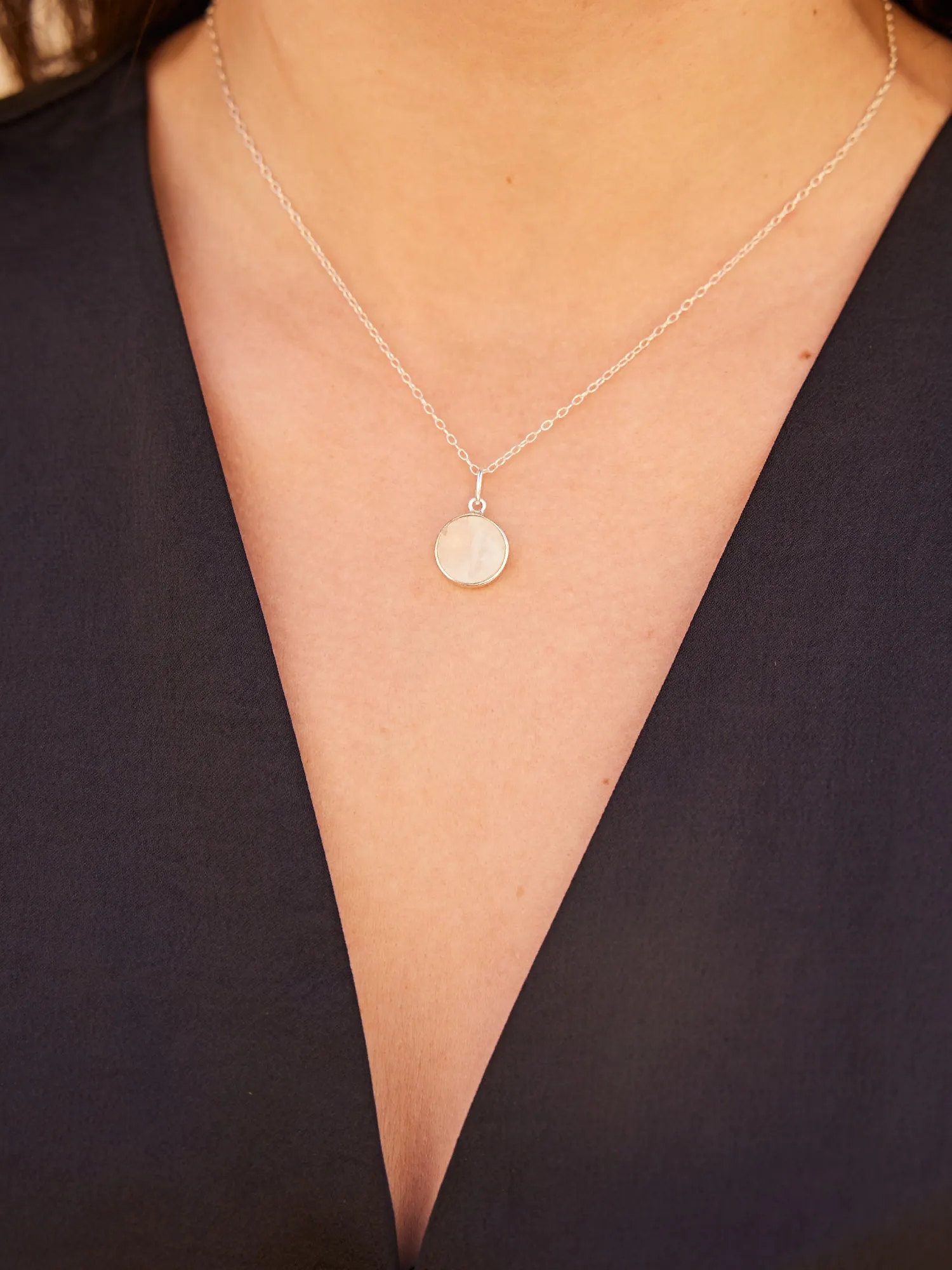 Jamie Small Moonstone Coin Pendant