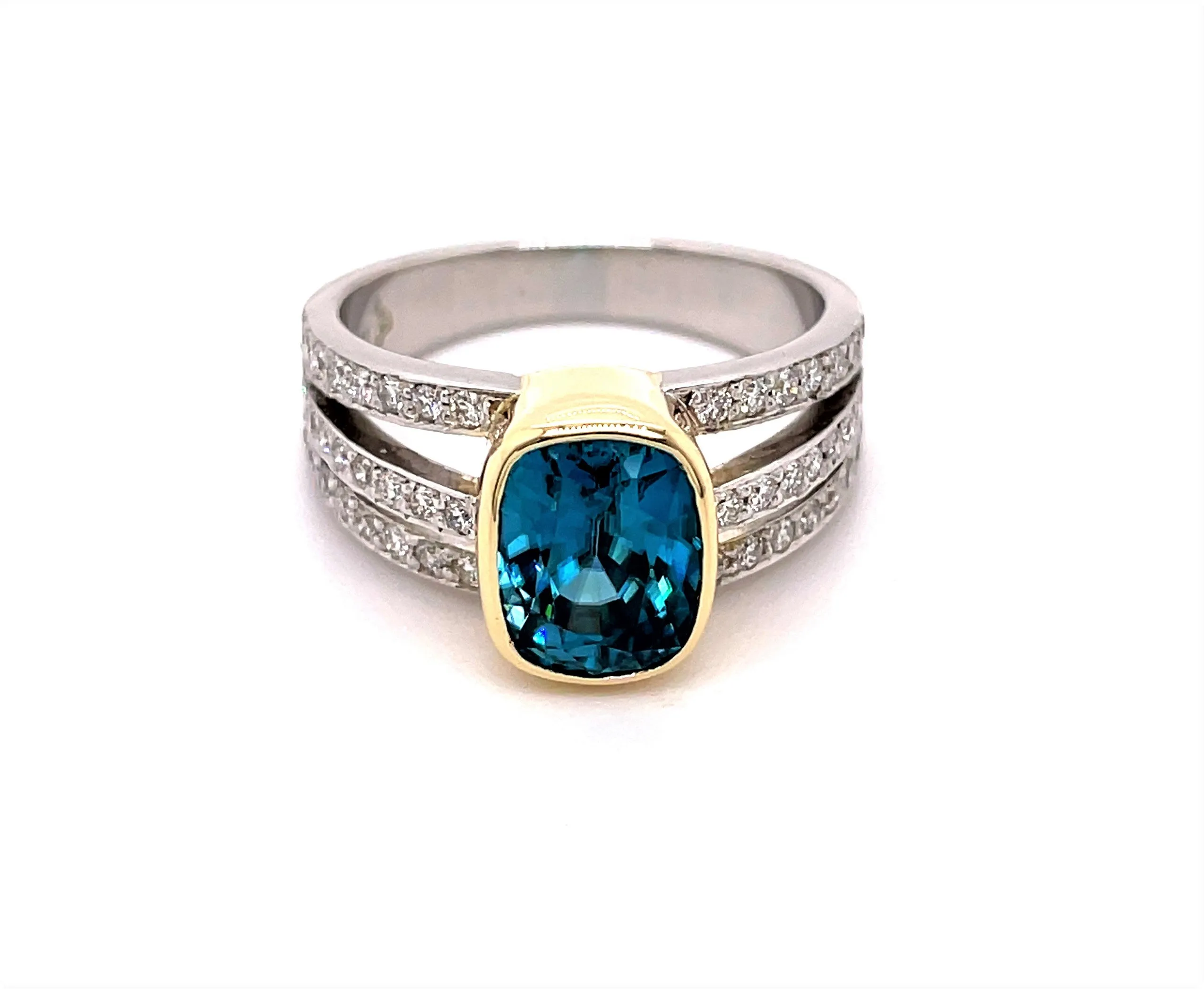 Jewel Blue Zircon & Diamond Dress Ring