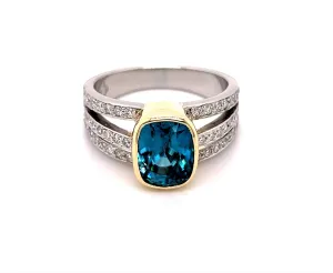 Jewel Blue Zircon & Diamond Dress Ring