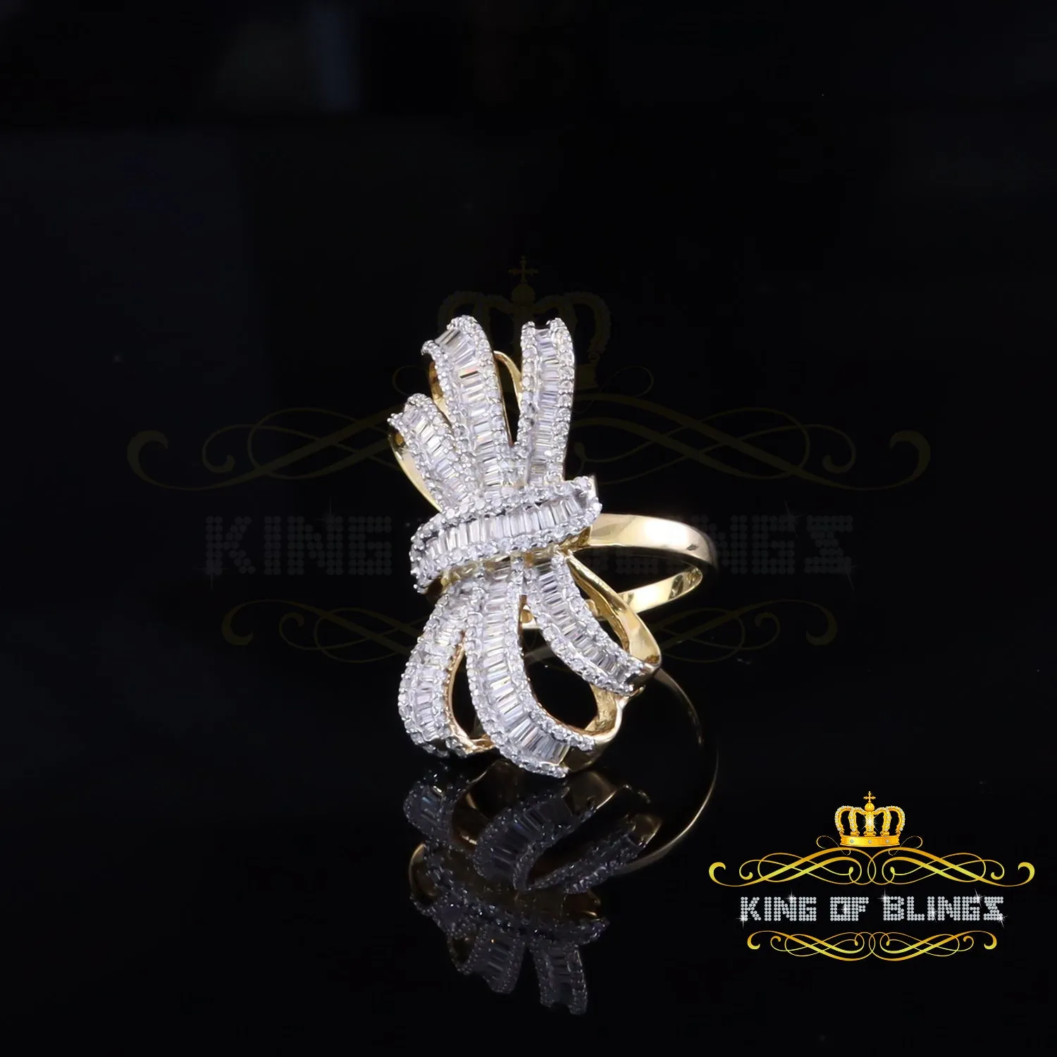 King Of Bling's 4.20ct Cubic Zirconia Cocktail Ring In Yellow 925 Silver Womens Ring Size 9