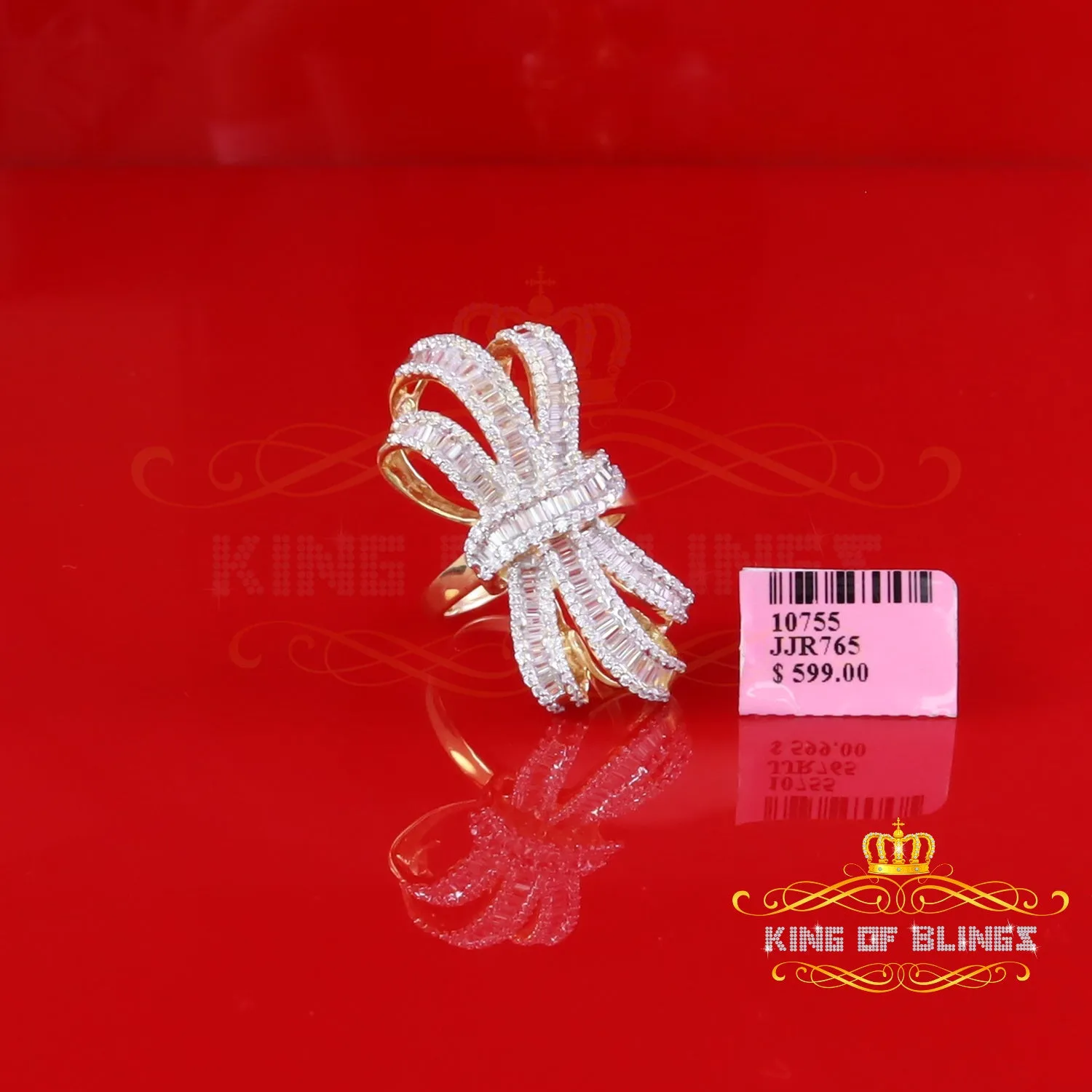 King Of Bling's 4.20ct Cubic Zirconia Cocktail Ring In Yellow 925 Silver Womens Ring Size 9