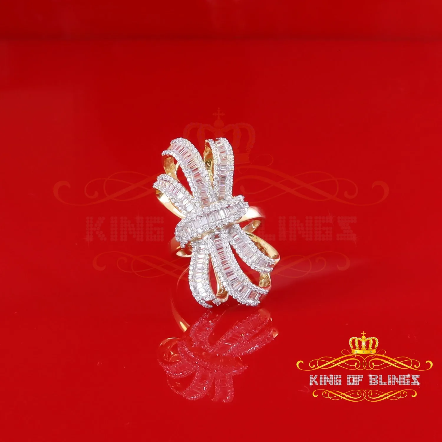 King Of Bling's 4.20ct Cubic Zirconia Cocktail Ring In Yellow 925 Silver Womens Ring Size 9