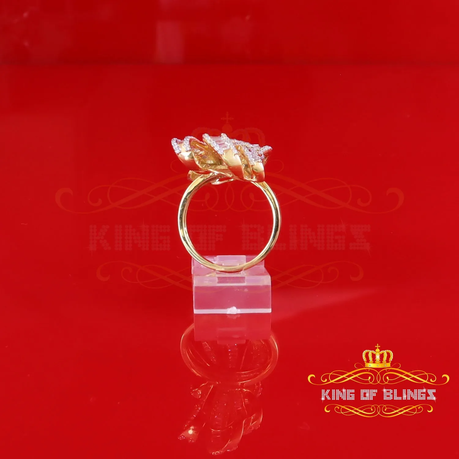 King Of Bling's 4.20ct Cubic Zirconia Cocktail Ring In Yellow 925 Silver Womens Ring Size 9