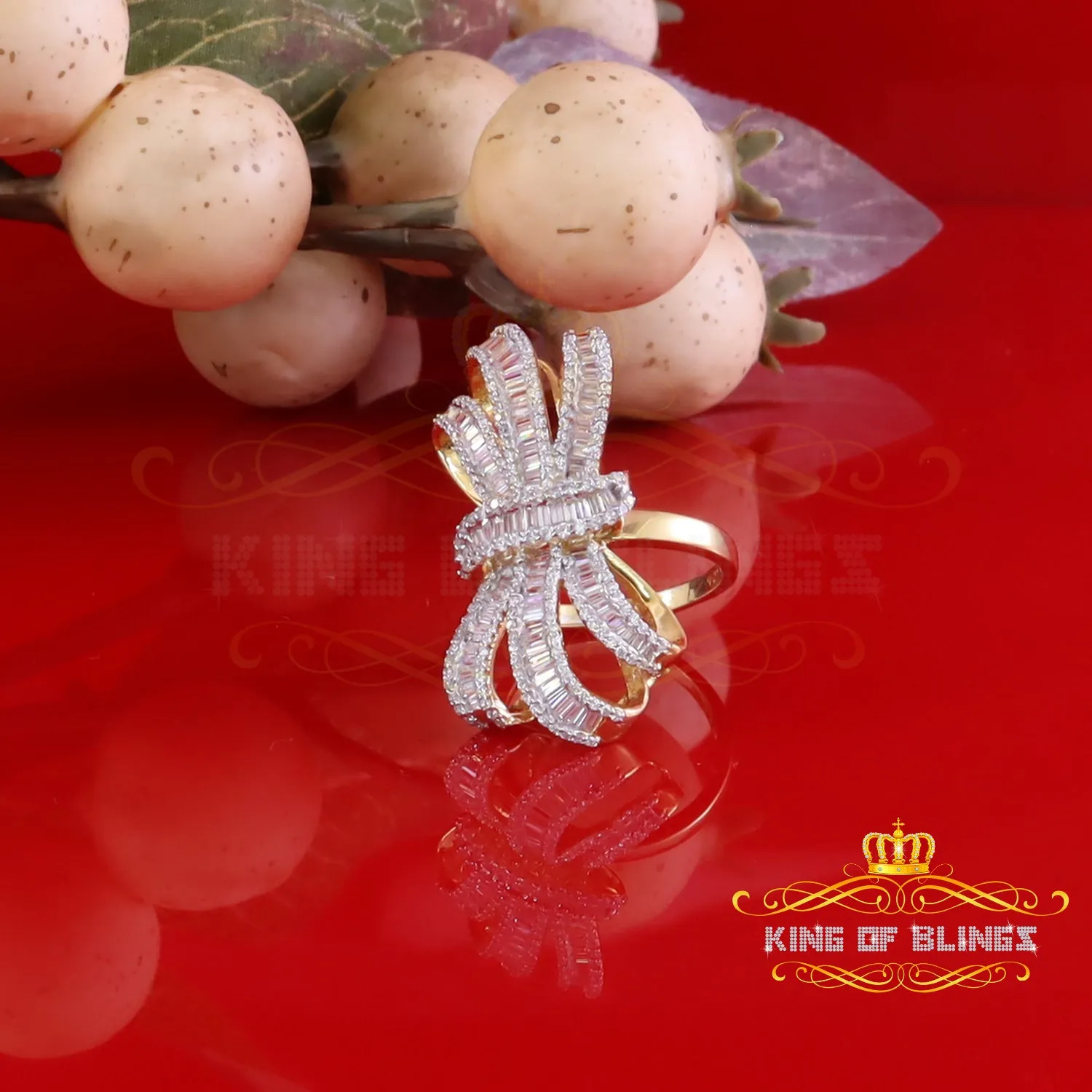 King Of Bling's 4.20ct Cubic Zirconia Cocktail Ring In Yellow 925 Silver Womens Ring Size 9