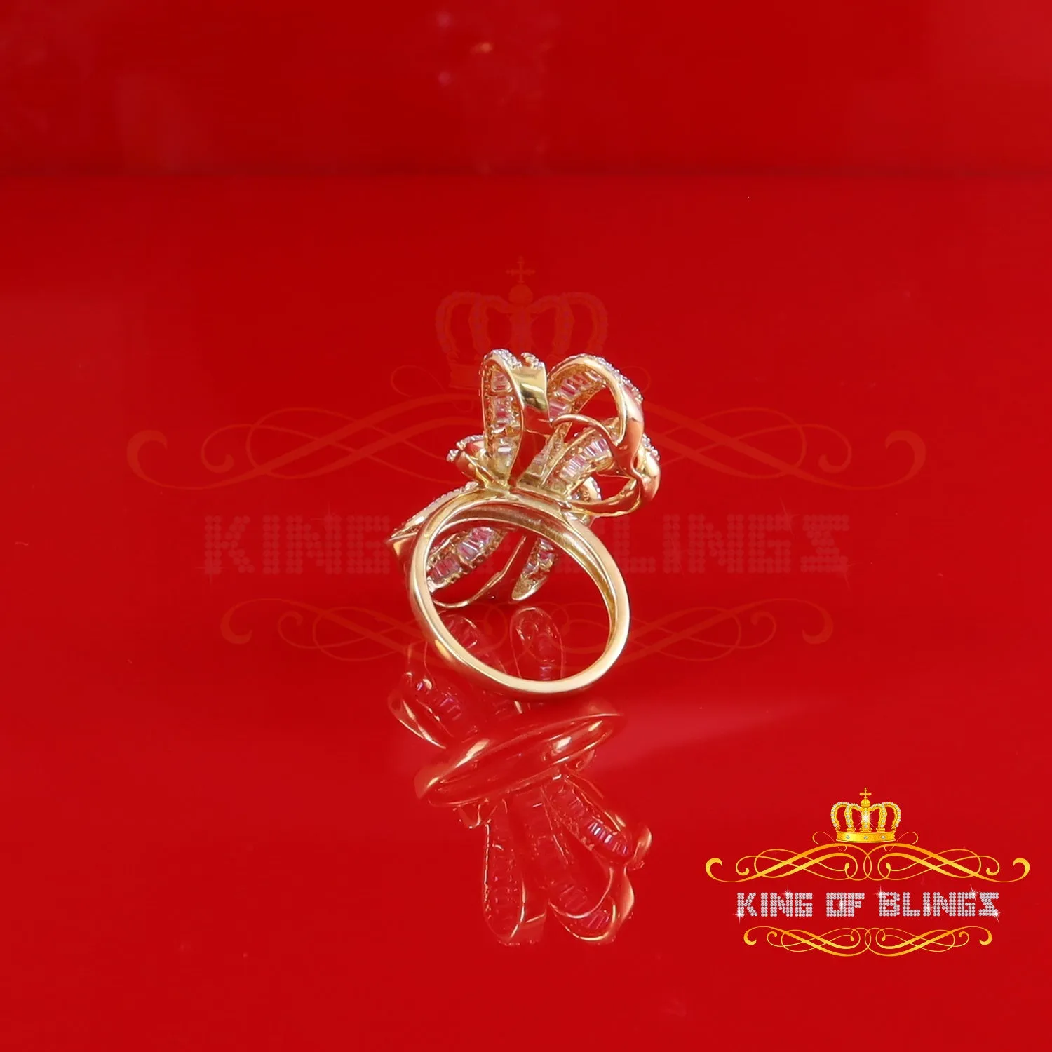 King Of Bling's 4.20ct Cubic Zirconia Cocktail Ring In Yellow 925 Silver Womens Ring Size 9