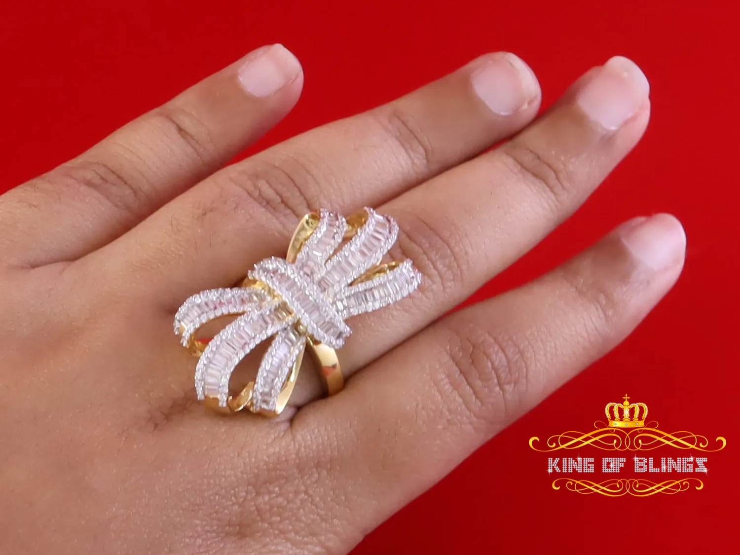 King Of Bling's 4.20ct Cubic Zirconia Cocktail Ring In Yellow 925 Silver Womens Ring Size 9