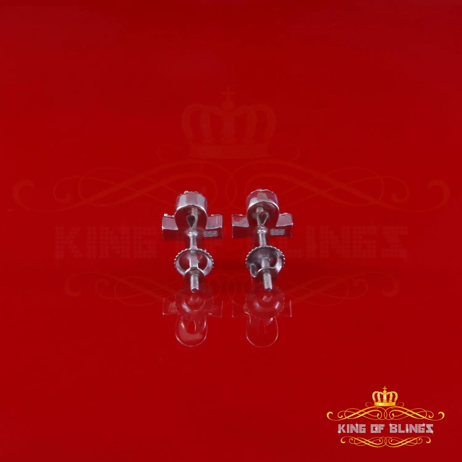 King Of Bling's New 0.25ct Diamond 925 Sterling Silver White for Men's & Women Stud ANKH Earring