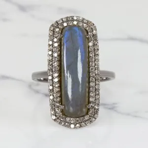Labradorite Diamond Ring