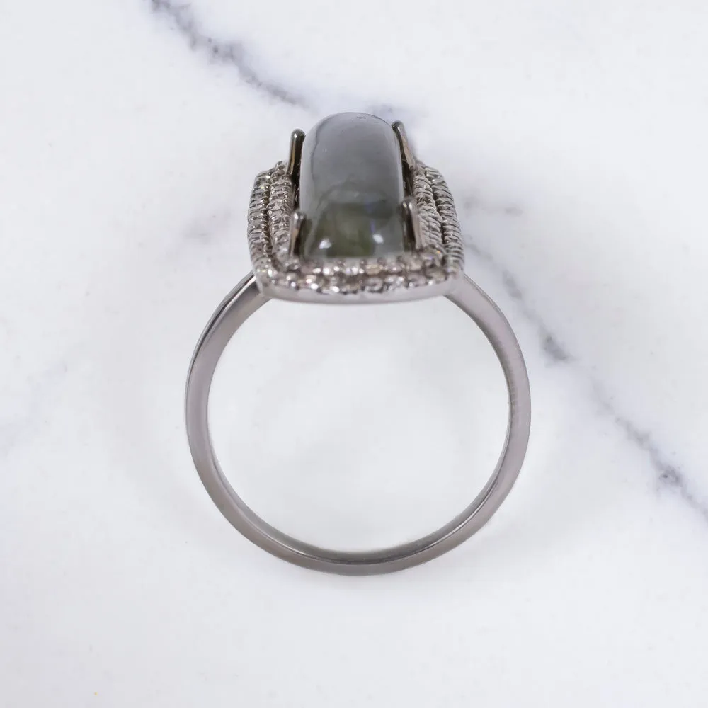 Labradorite Diamond Ring