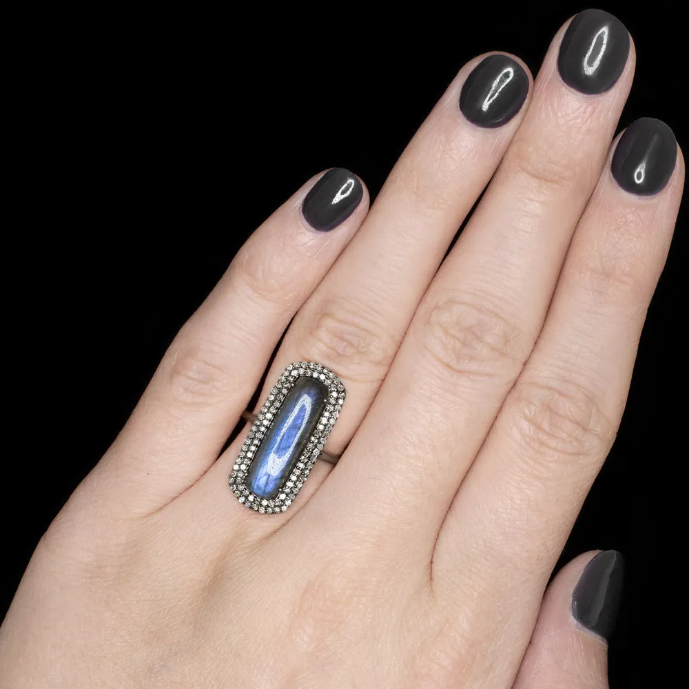 Labradorite Diamond Ring