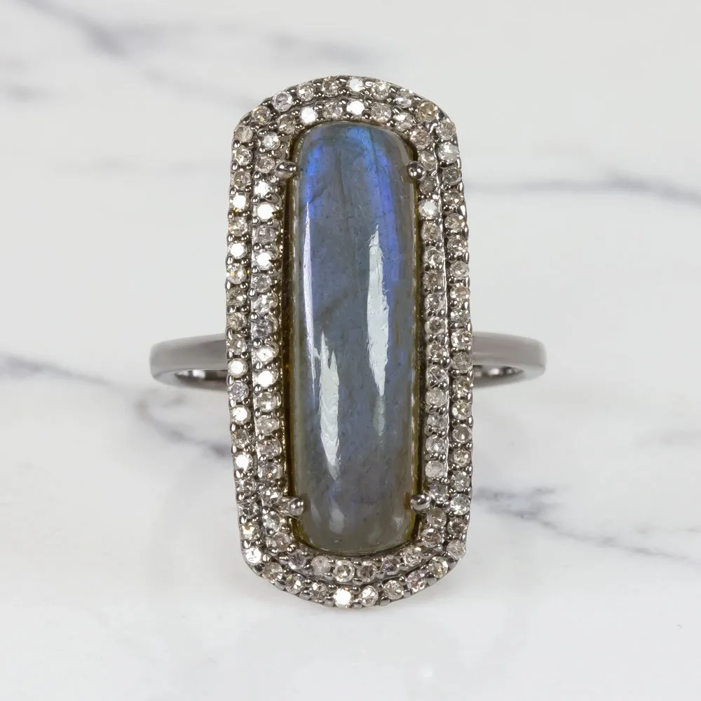 Labradorite Diamond Ring