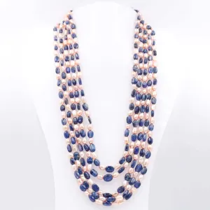 Layered Kyanite W/ Pearl Necklace Gemstone Necklace Fresh Water Pearl Necklace Layered Necklace Sarafa Necklace Indian Necklace SKU 6143161