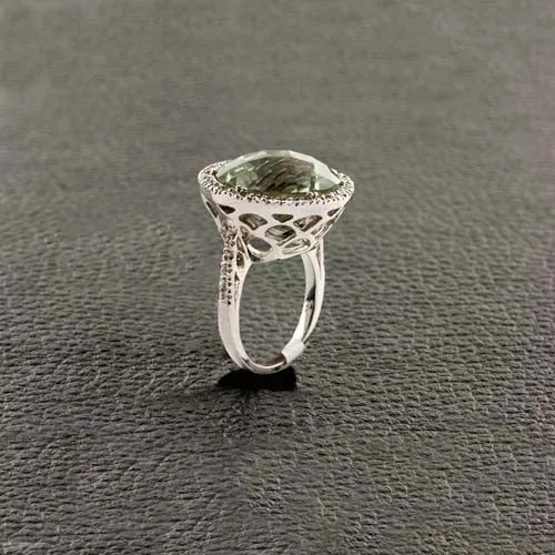 Lemon Quartz & Diamond Ring