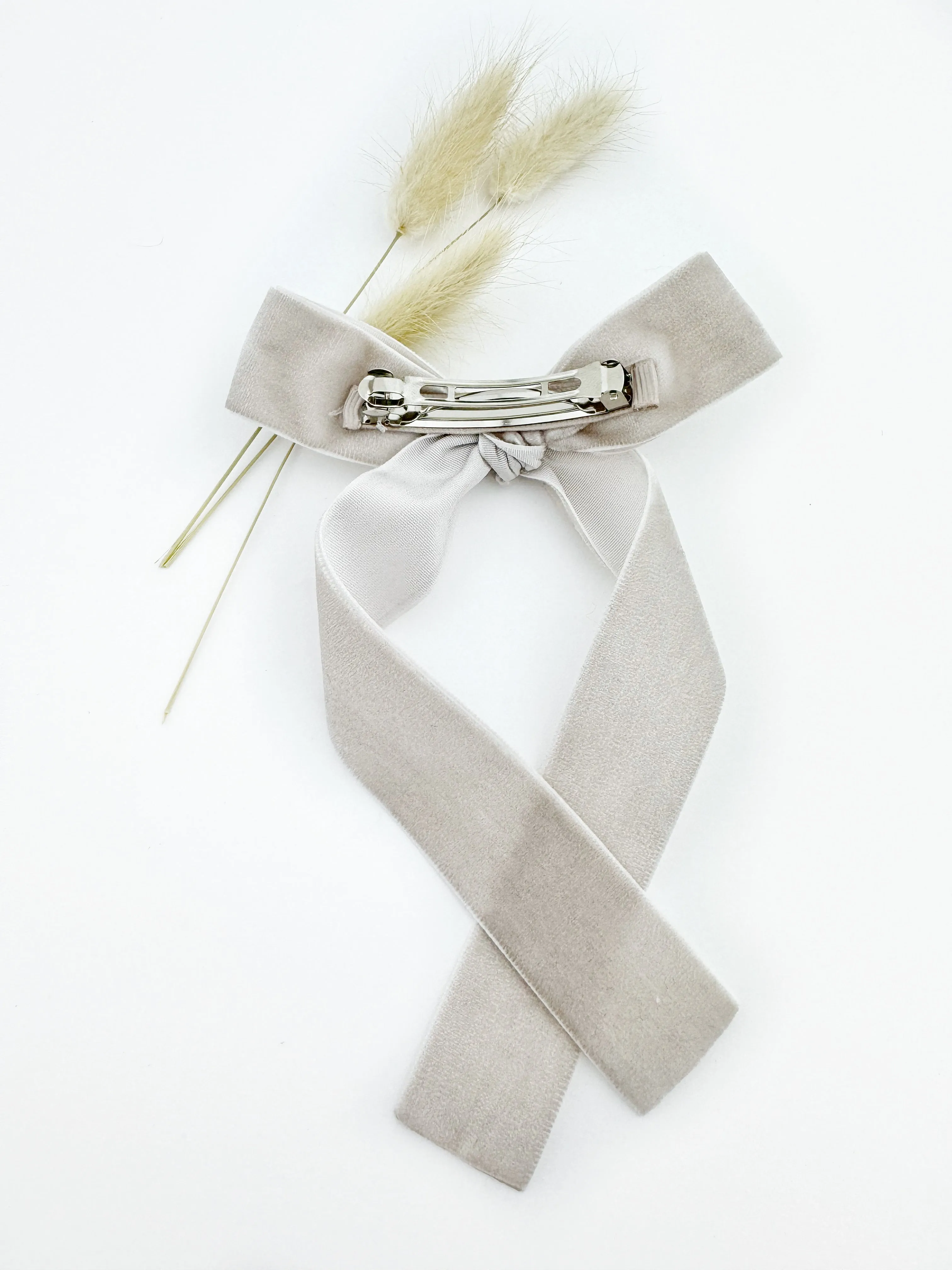 Long Velvet Bow - Barrette or Standard Clip