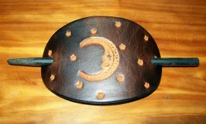 Moon and Stars Celestial Leather Ponytail Holder | Medium