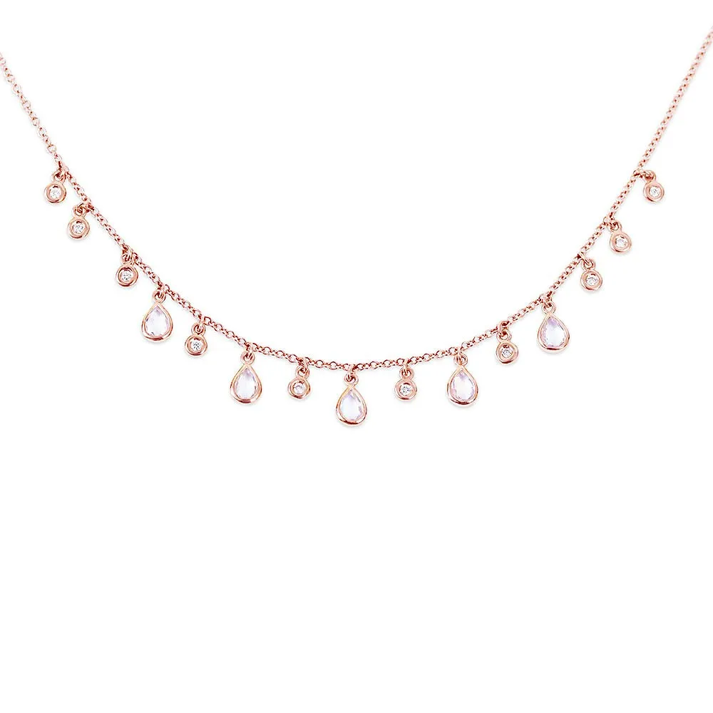 MOONSTONE AND DIAMOND TEARDROP NECKLACE