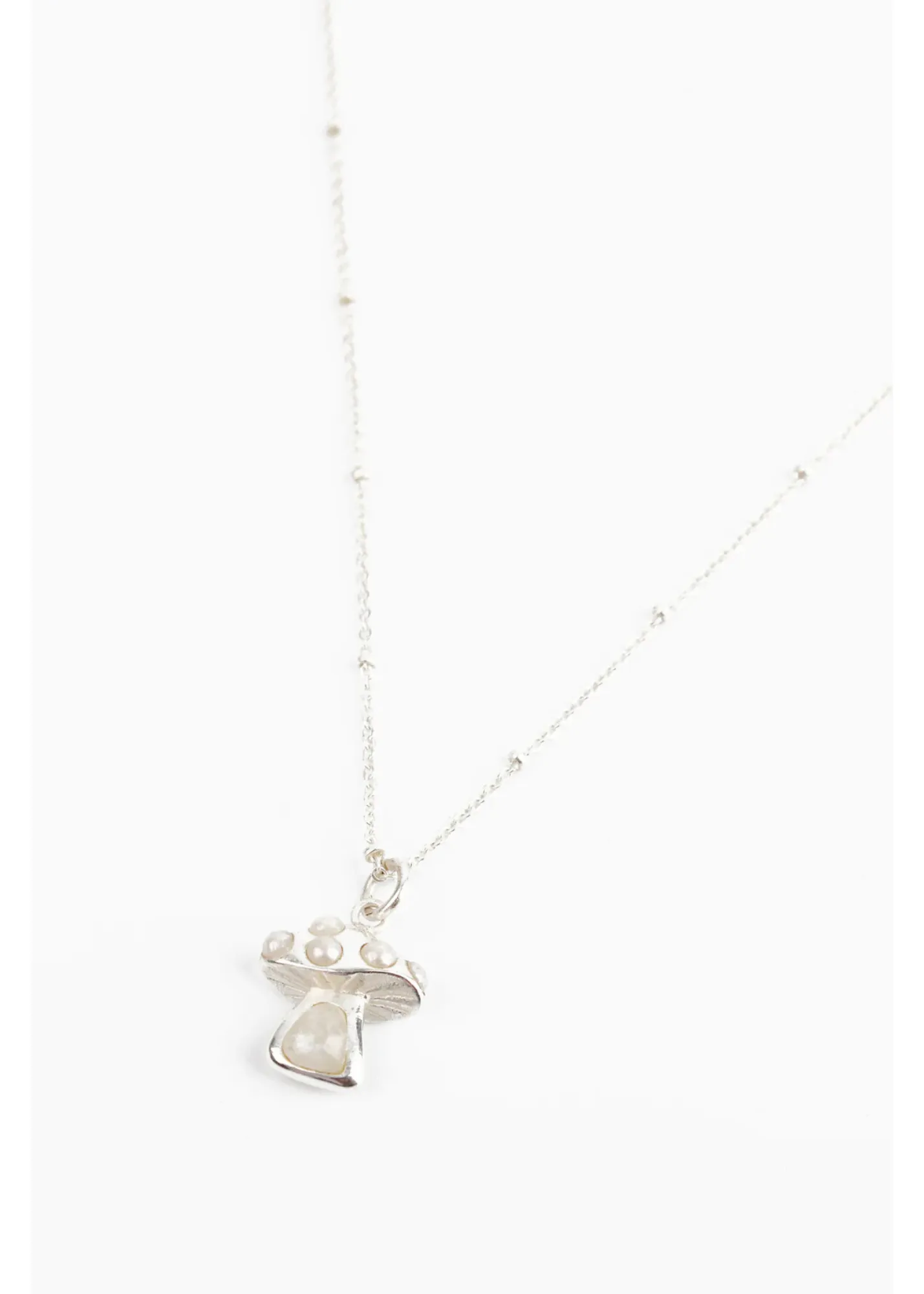 My Doris - Silver Pearl and Moonstone Mushroom Necklace