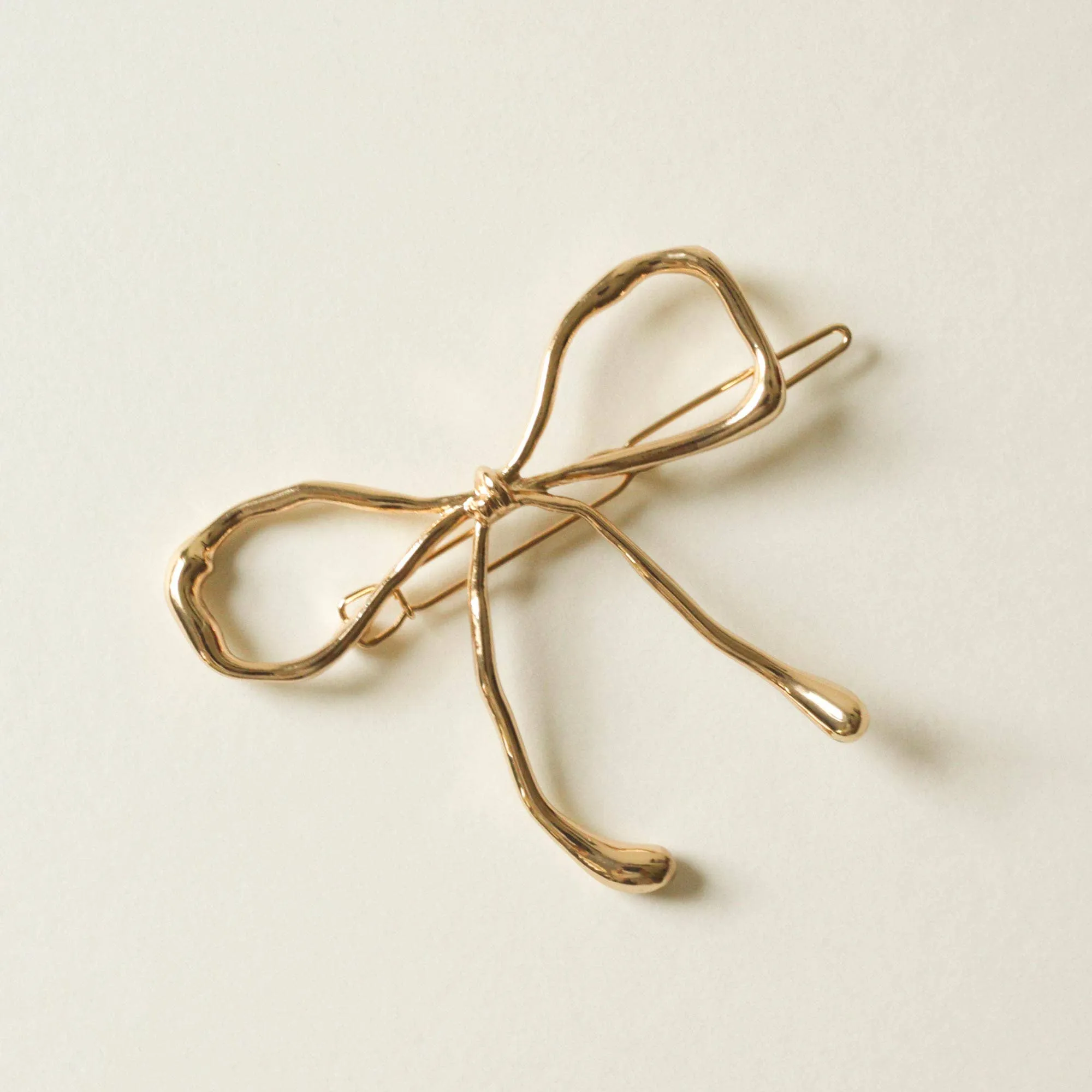 nar'sha - Metal Bow Barrette Hair Clip | Gold
