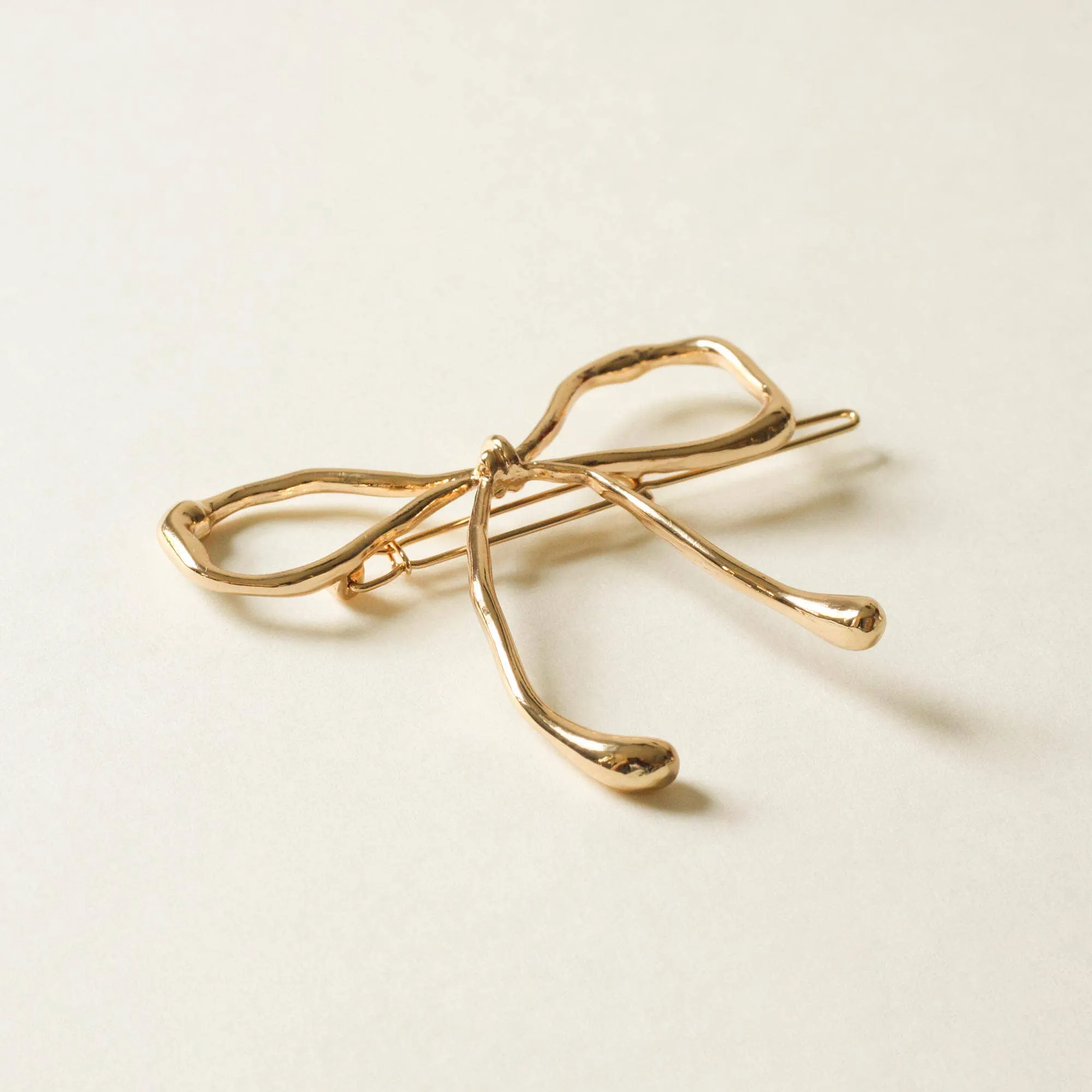 nar'sha - Metal Bow Barrette Hair Clip | Gold