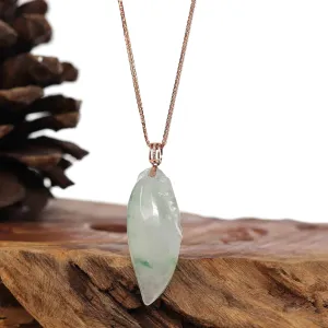 Natural Ice Jadeite "Longevity Peach" ShouTao Necklace With 14k Rose Gold Diamond Bail