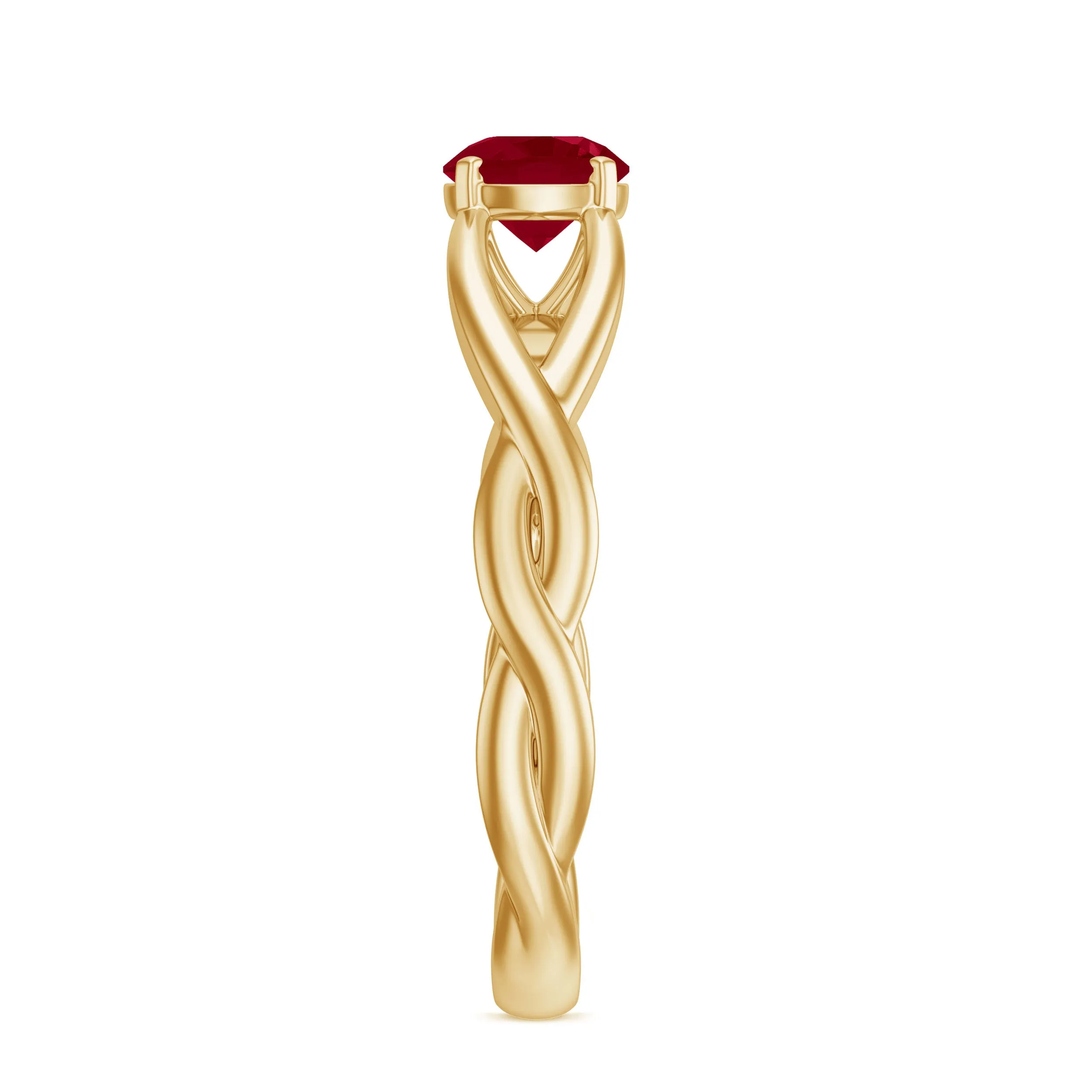Natural Ruby Solitaire Ring in Crossover Shank