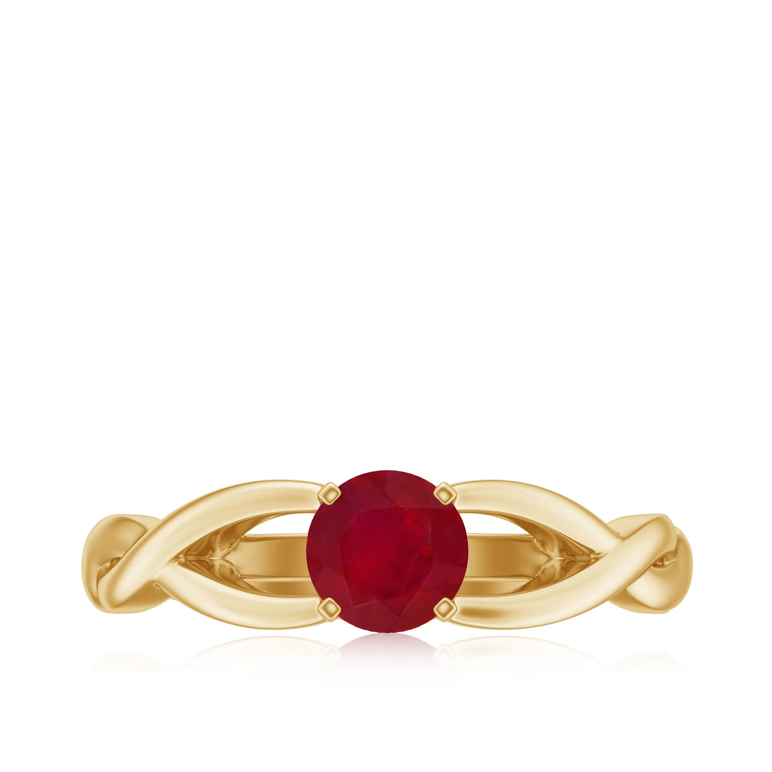 Natural Ruby Solitaire Ring in Crossover Shank