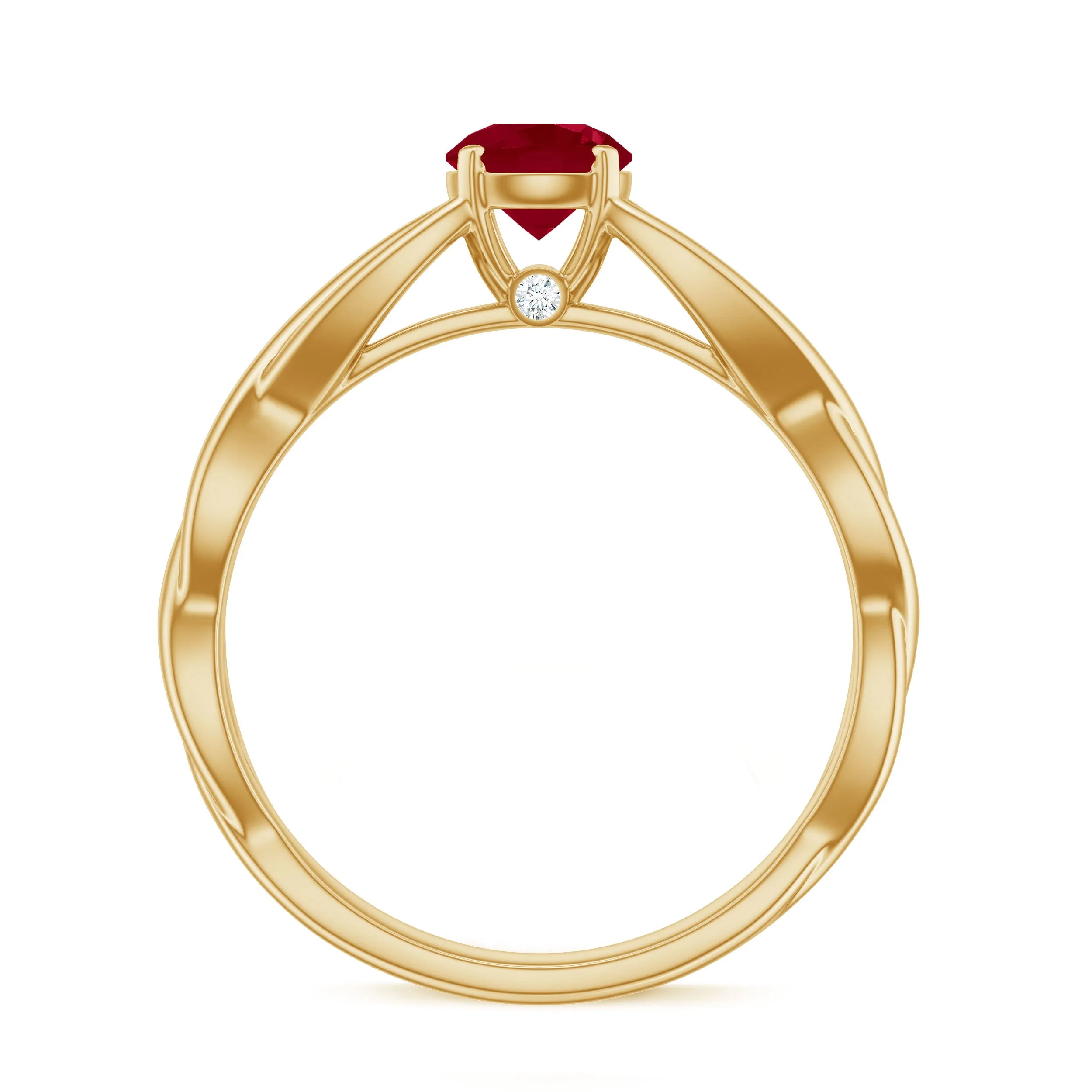 Natural Ruby Solitaire Ring in Crossover Shank