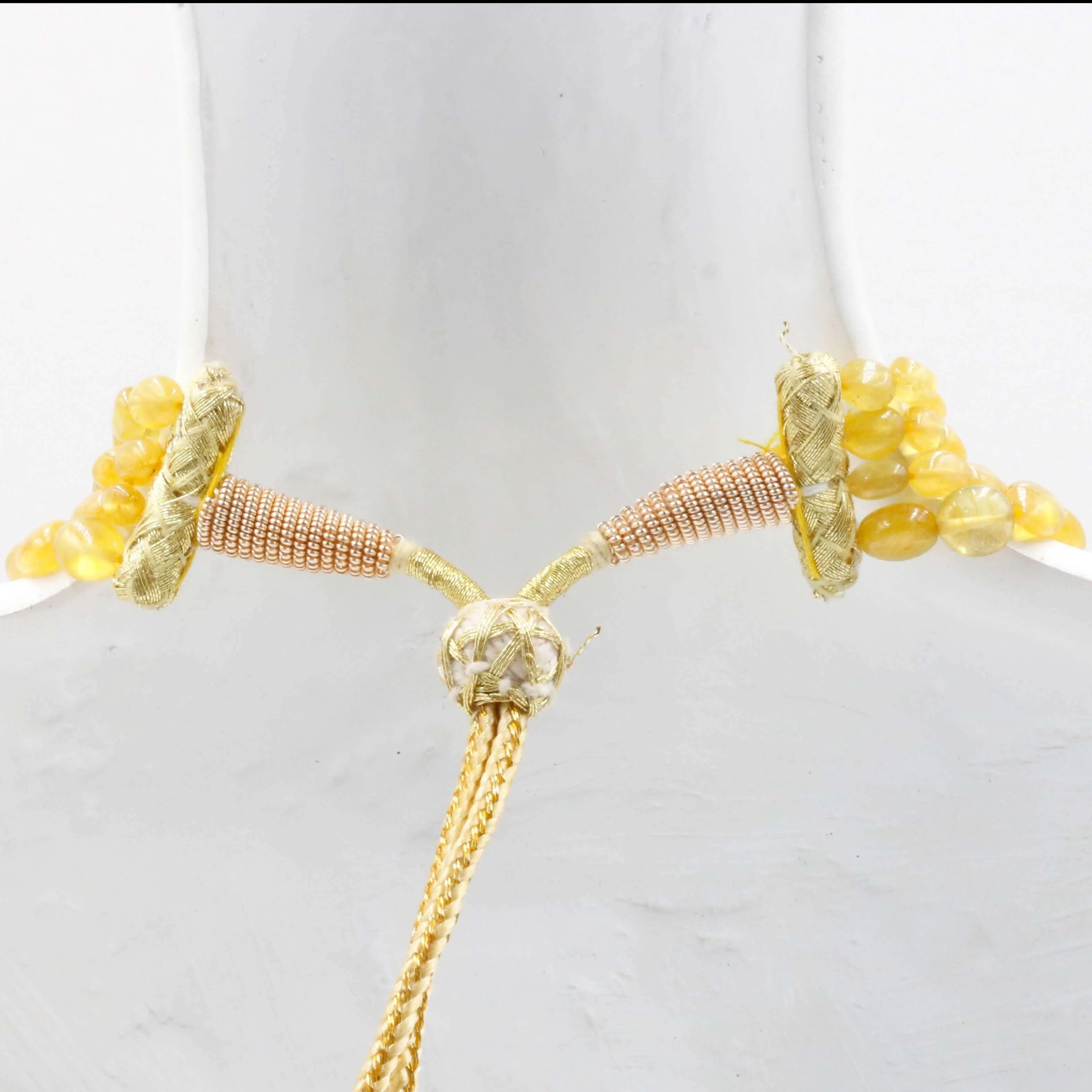 Natural Yellow Sapphire Necklace Sapphire Beaded Gemstone Necklace Indian Necklace Yellow Sapphire Sarafa Gemstone Necklace SKU 6142822