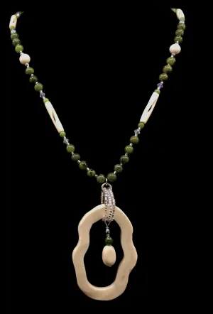 Necklace- J. Pardue, Walrus Ivory & Jade, Large