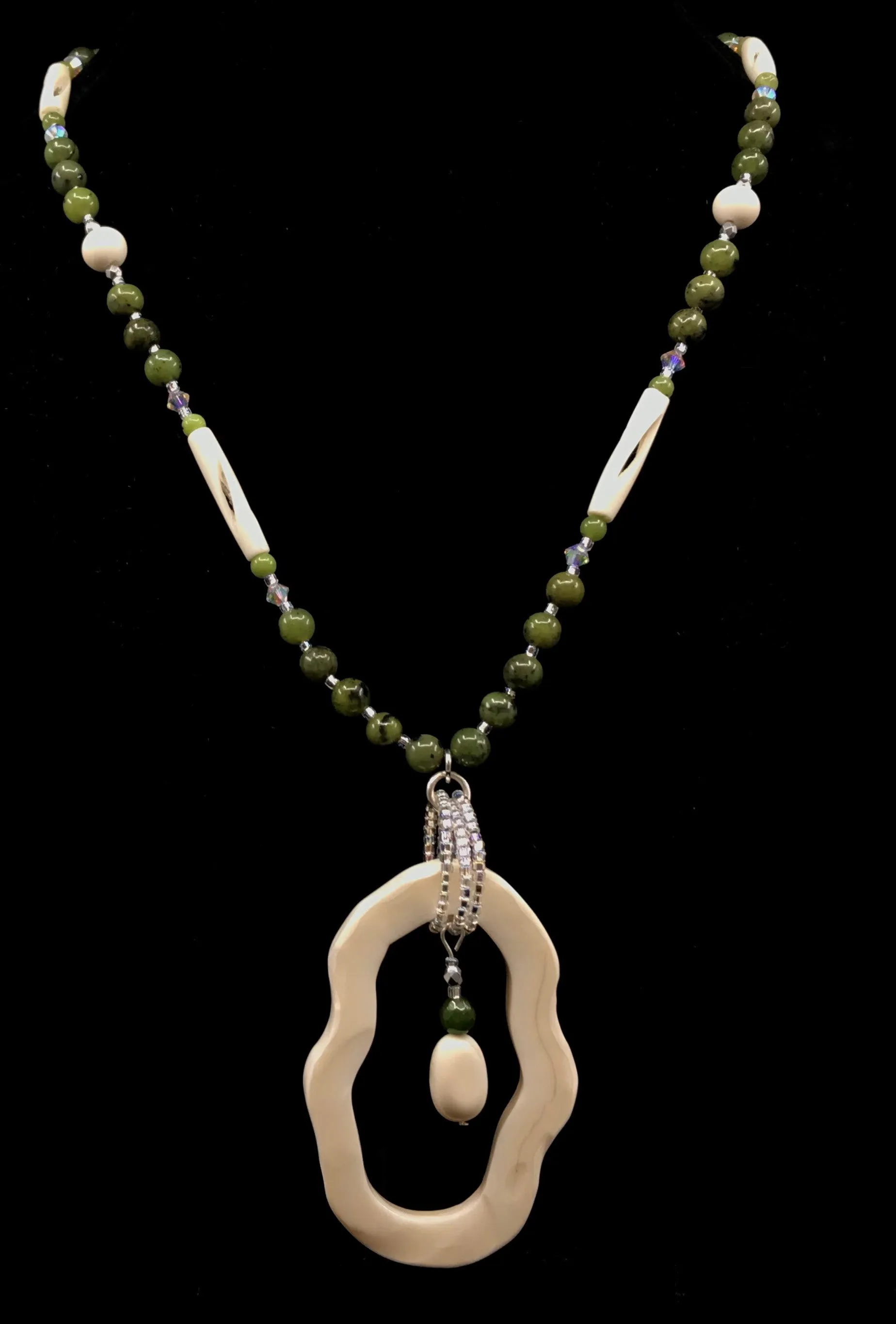 Necklace- J. Pardue, Walrus Ivory & Jade, Large