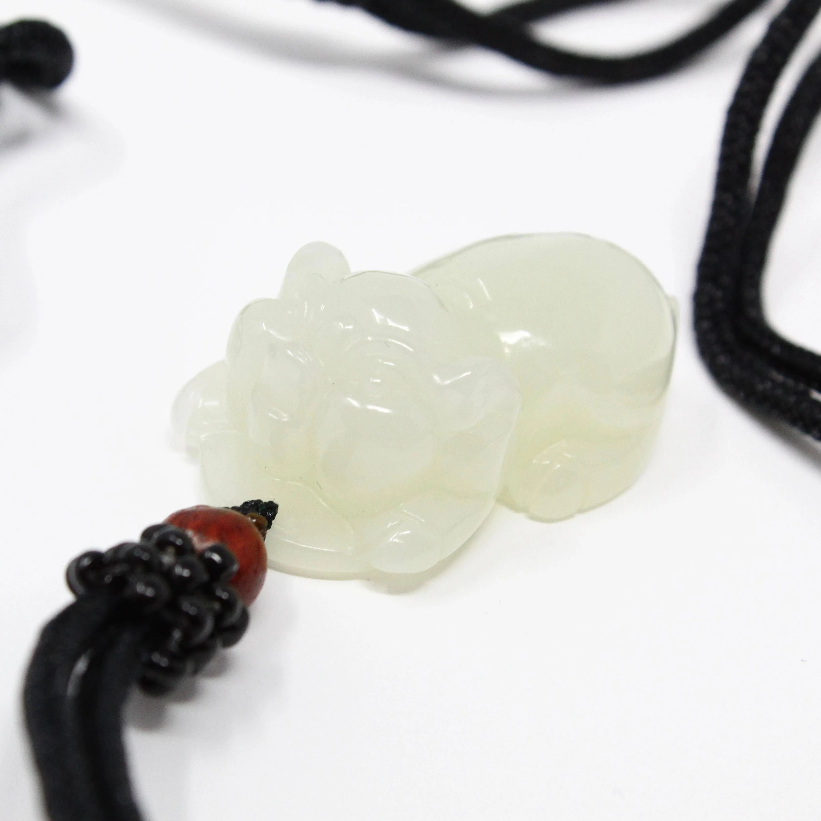 Nephrite White Jade, Lucky Pig Pendant Necklace