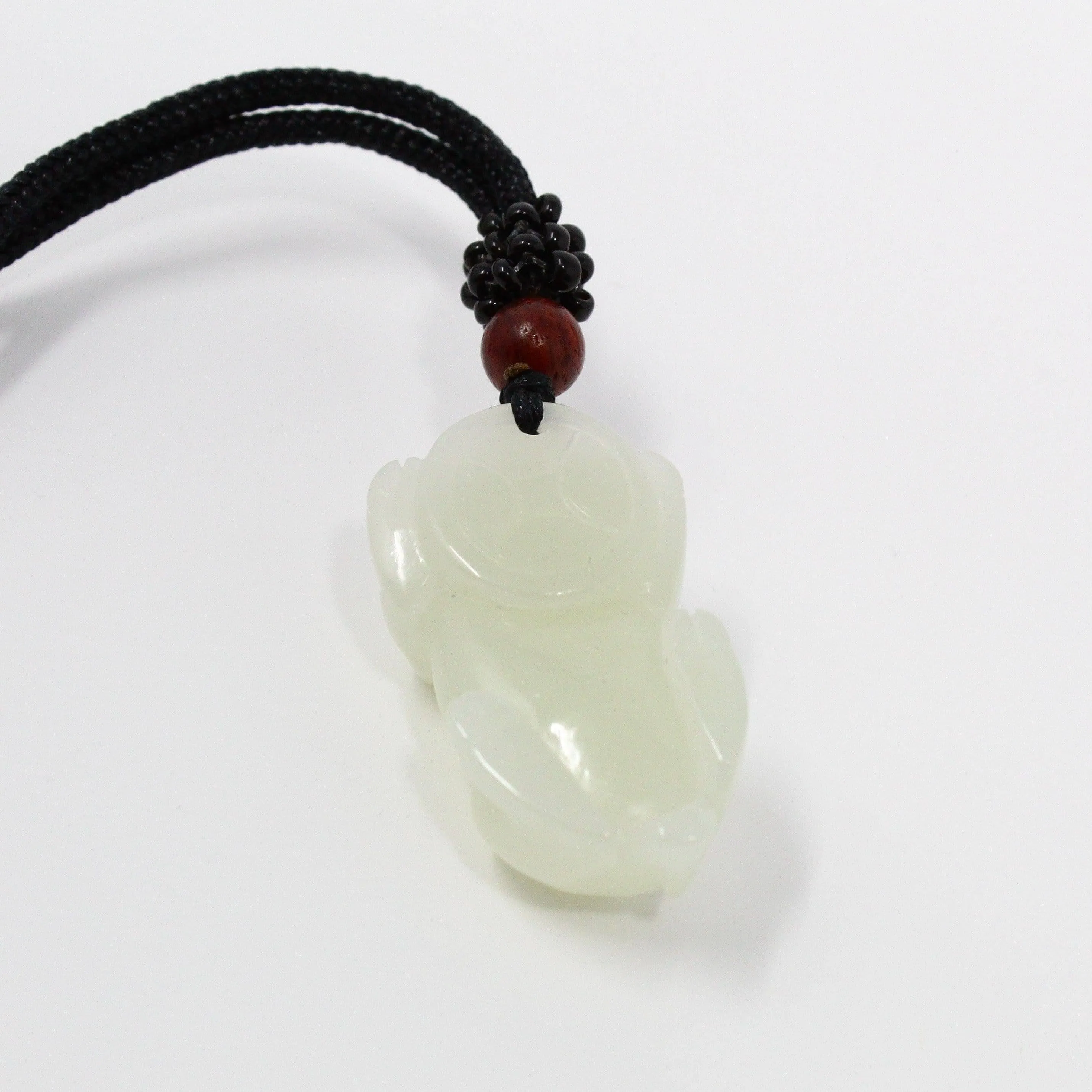 Nephrite White Jade, Lucky Pig Pendant Necklace