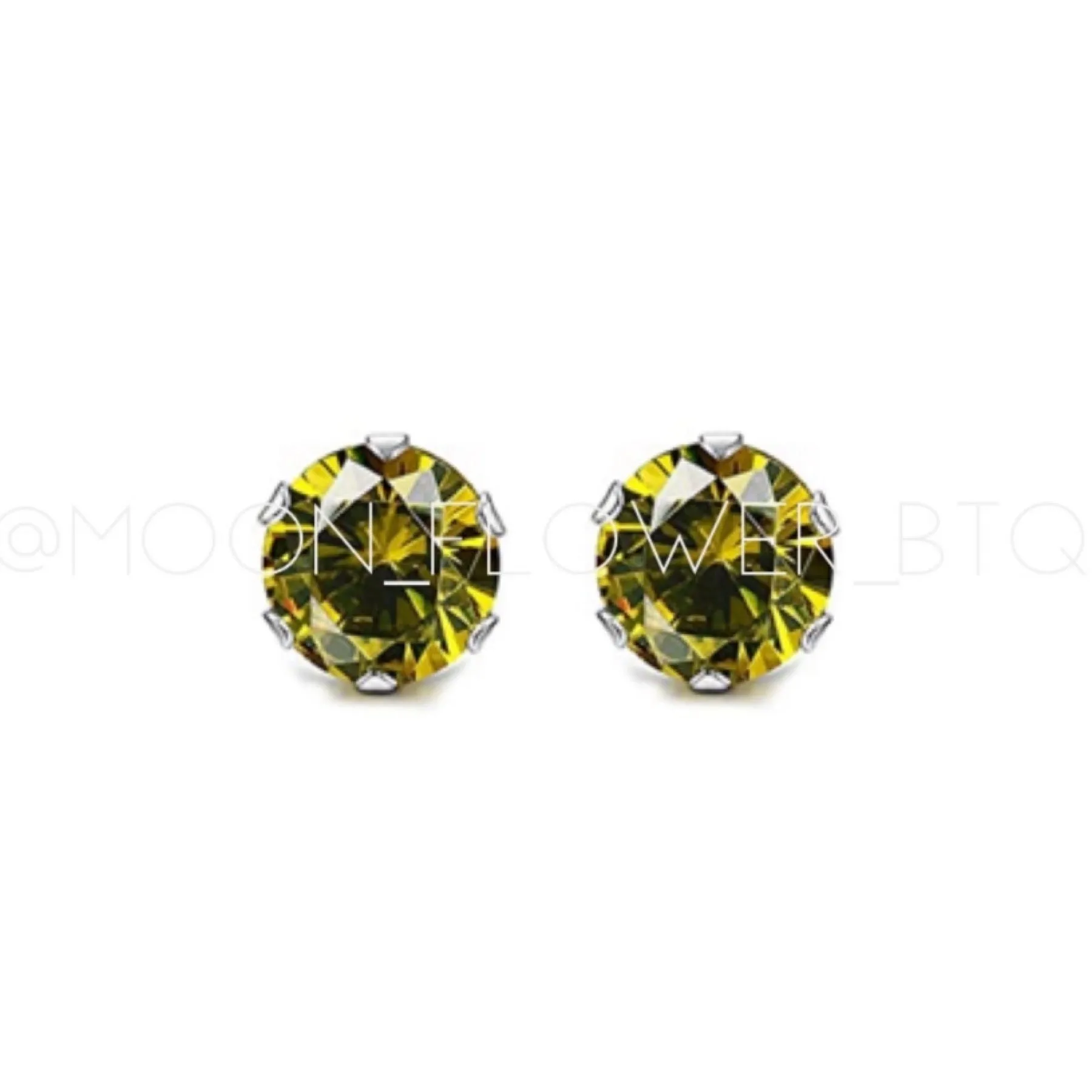 Olive Green CZ Stud Earrings