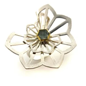 One of a Kind Origami Ring with Montana Sapphire