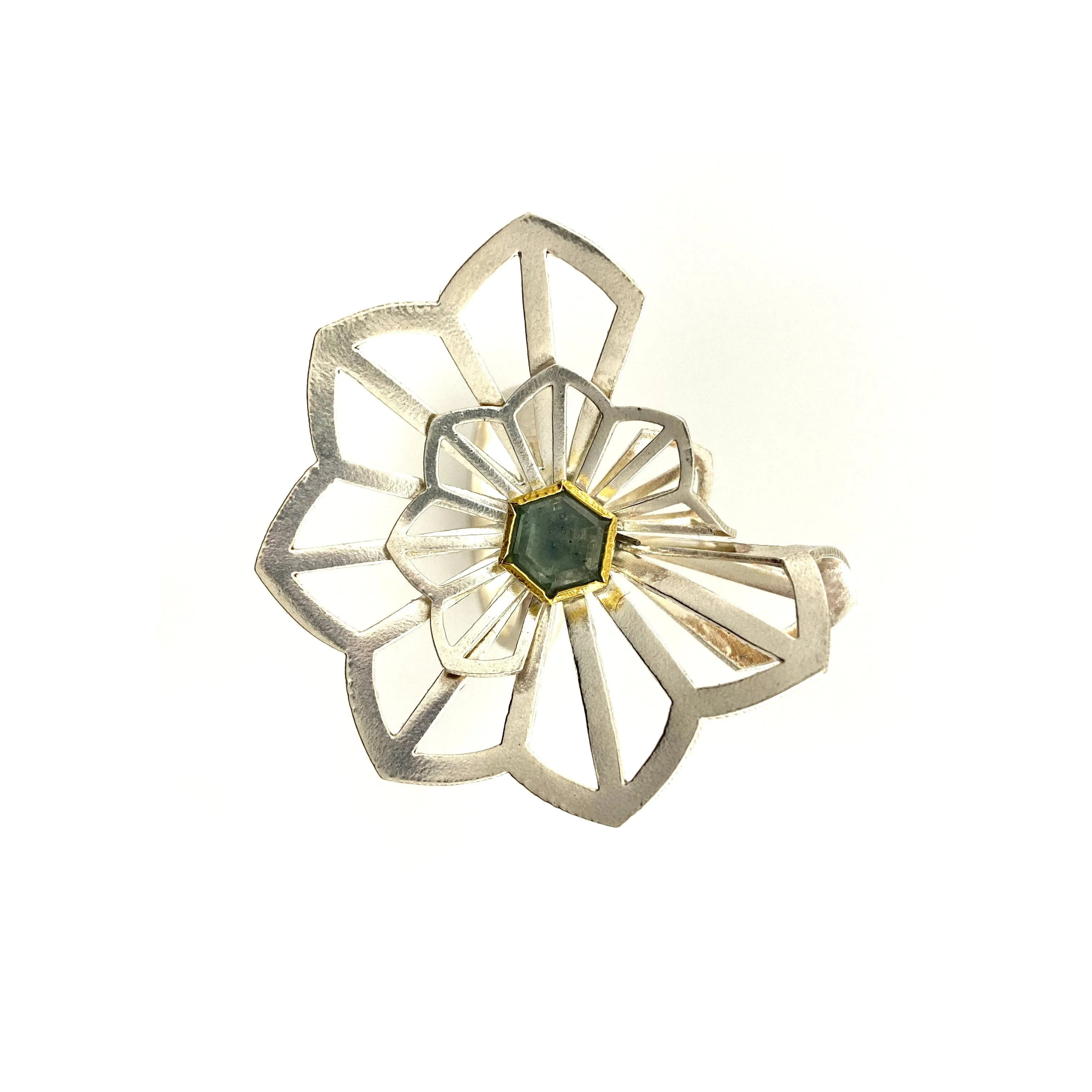 One of a Kind Origami Ring with Montana Sapphire