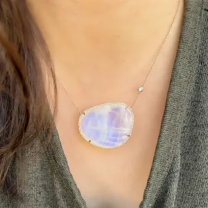 One of a Kind Rainbow Moonstone Necklace in Rose Gold