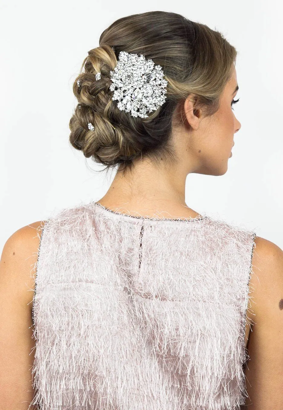Oval Crystal Flower Barrette