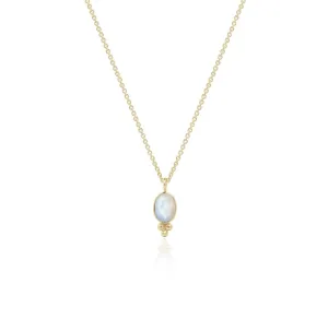 Oval Gold Rainbow Moonstone Necklace