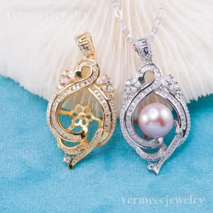 P011073 DIY 7-8mm Natural Freshwater pearl pendant accessory 925 sterling silver engagement jewelry necklace for women