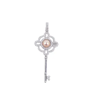 P030528 DIY 7-8mm Natural Freshwater pearl pendant accessory 925 sterling silver engagement jewelry necklace for women
