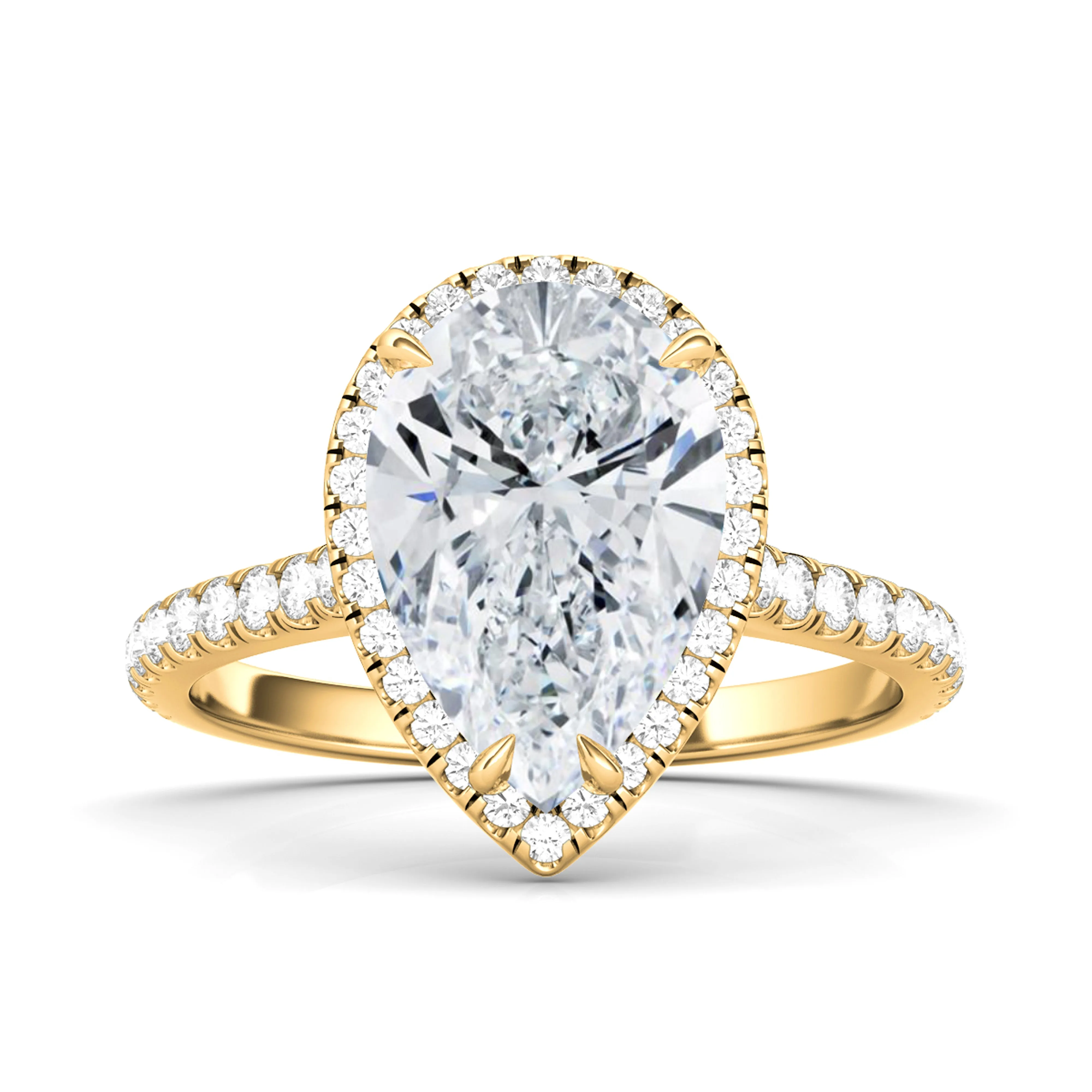 Pear Cut Halo Pave Diamond Ring